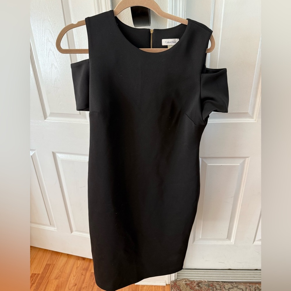 Calvin Klein Black Cold Shoulder Sheath Mini Dress